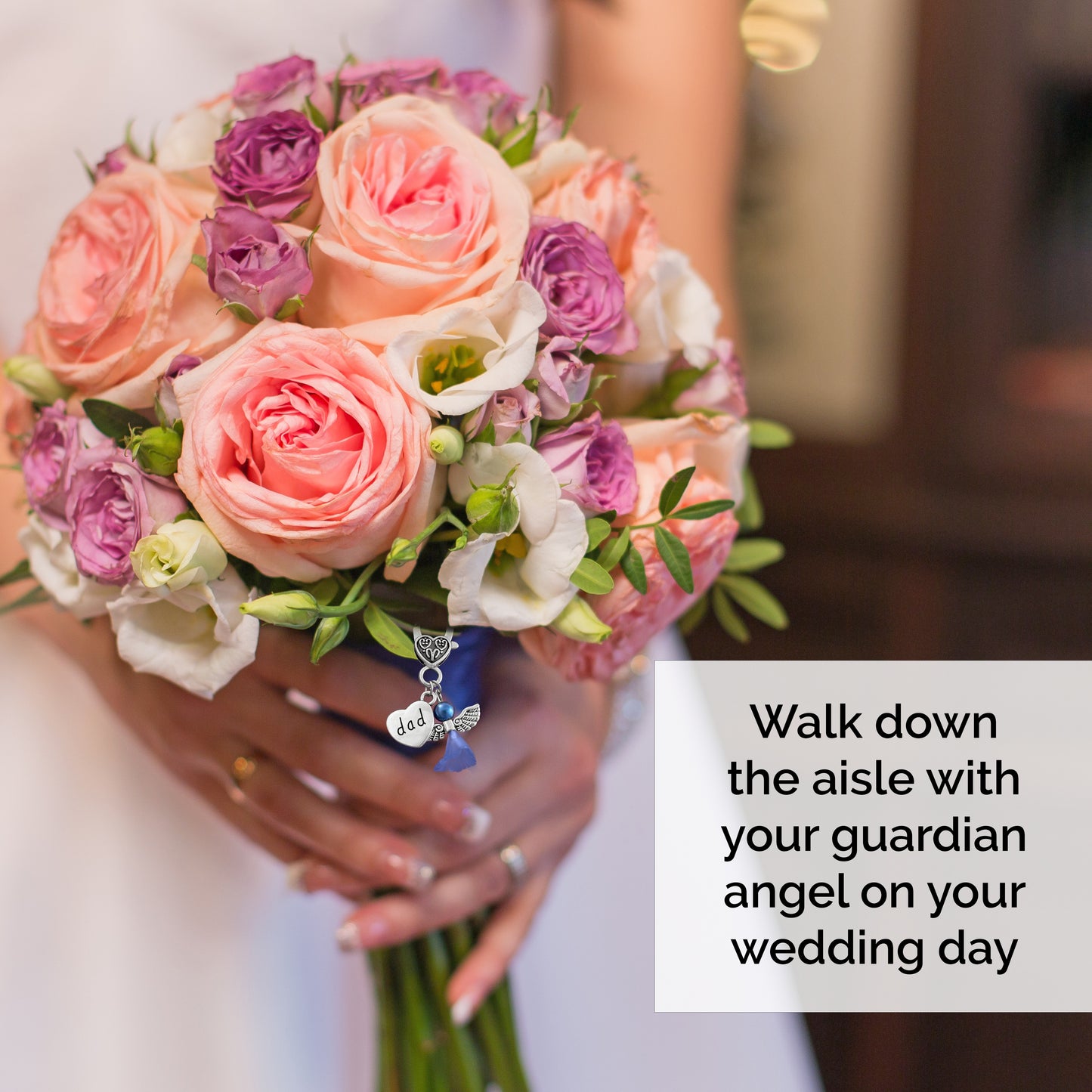 Dad Something Blue Guardian Angel Charm for Bride on Wedding Day