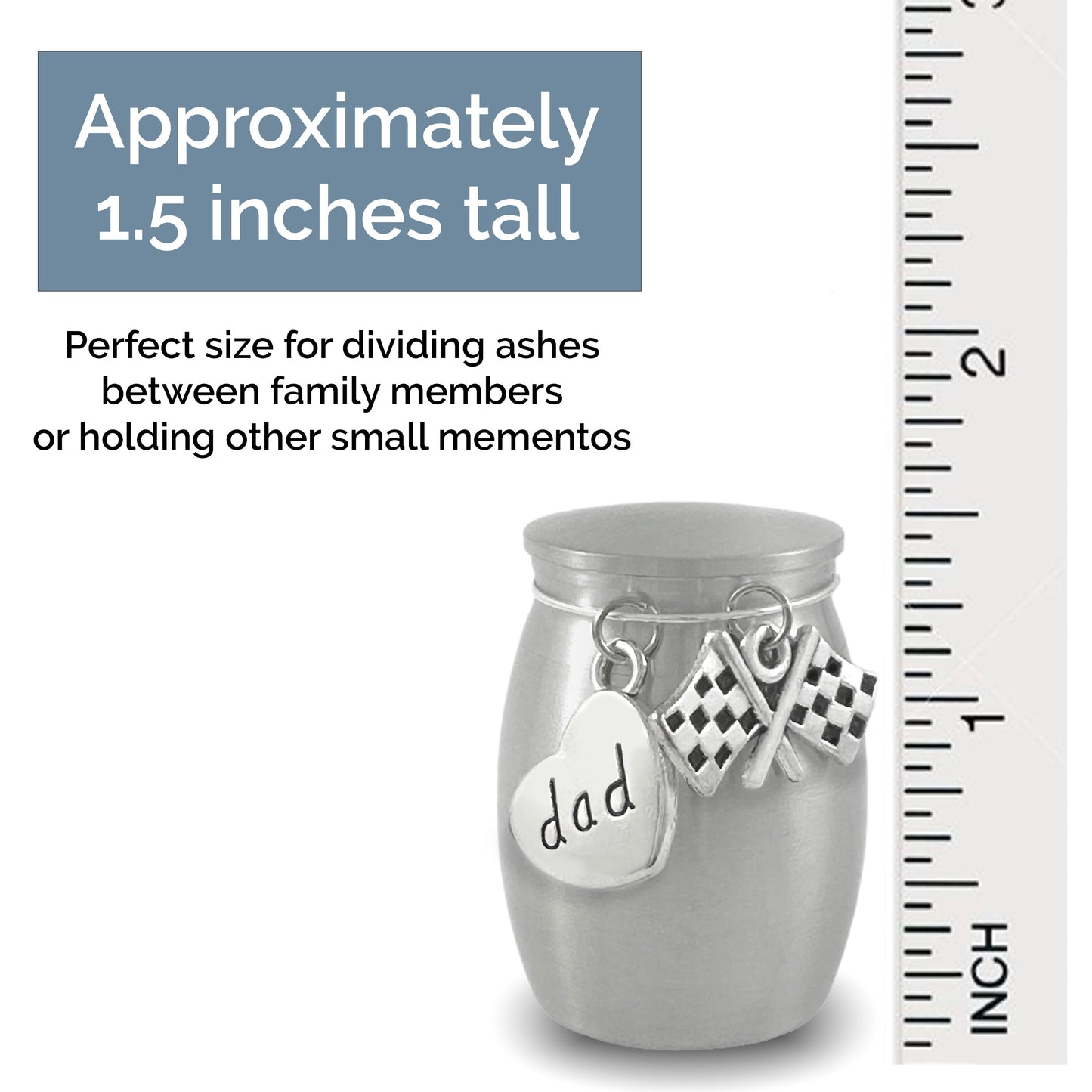 Dad Checkered Flag Racing Mini Urn Ashes Holder Racecar Memorial Loss of Father Remembrance Gift for Daughter Heavyweight Stainless Steel