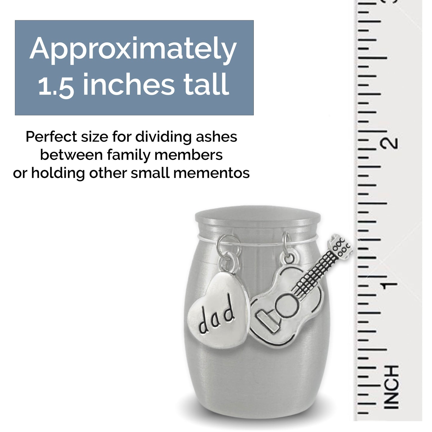 Dad Guitar Small Miniature Urn Keepsake for Ashes Musician Memorial Loss of Father Remembrance Gift for Daughter Heavyweight Stainless Steel
