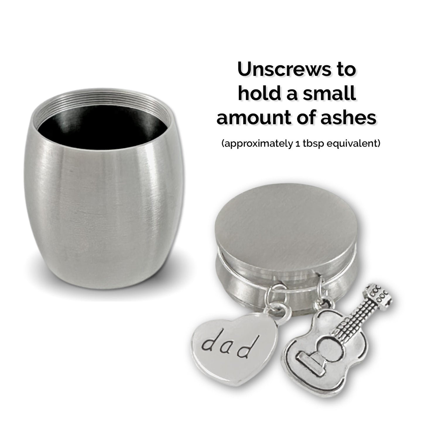 Dad Guitar Small Miniature Urn Keepsake for Ashes Musician Memorial Loss of Father Remembrance Gift for Daughter Heavyweight Stainless Steel