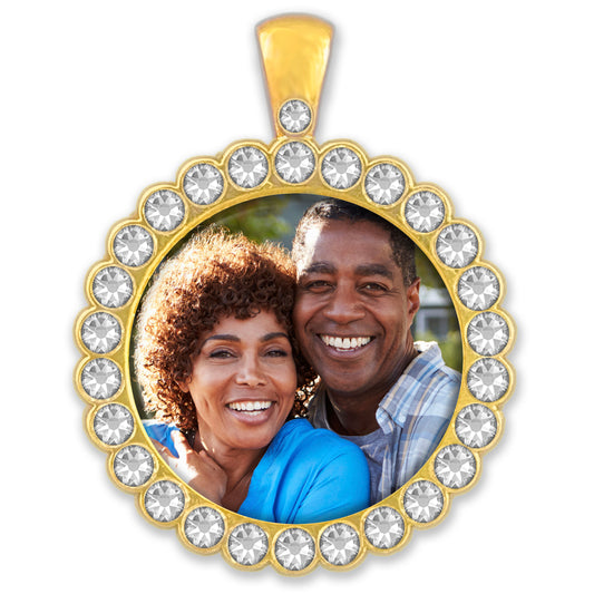 Gold Rhinestone Wedding Bridal Bouquet Photo Charm Circle 25mm