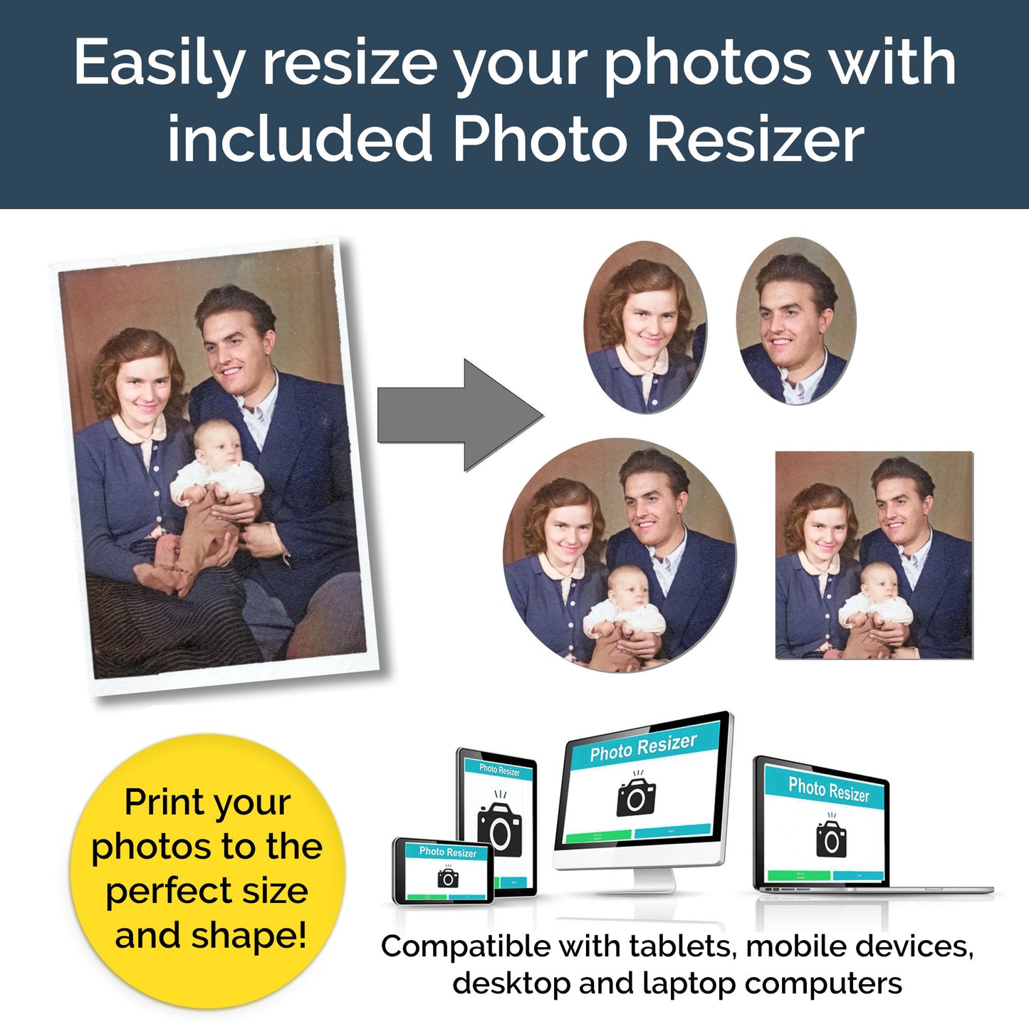 Resizer program for resizing and printing your photos for your wedding bouquet charm at home