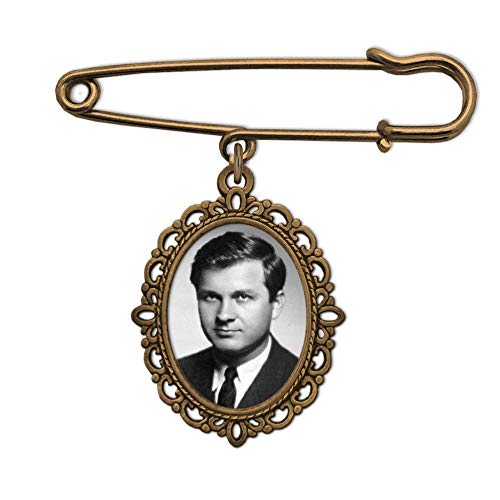Wedding Boutonniere Bronze Gold Oval Bouquet Charm Photo Pin 25x18mm
