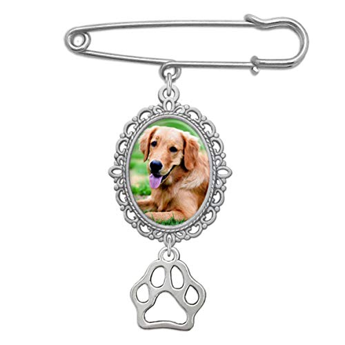 Wedding Bouquet Charm Dog Pet Memorial Paw Pet Bouquet Pin Brooch Photo Charm
