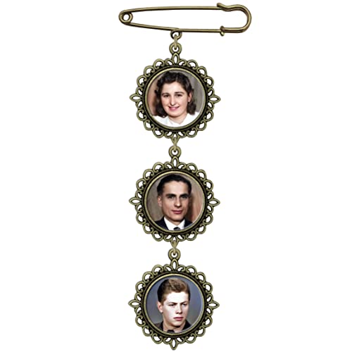 Bronze Gold Wedding Bouquet 3 Photo Charm Memory Pin