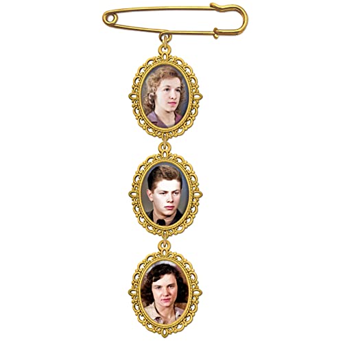 Wedding Bouquet Memorial Remembrance Photo Charm Bright Gold Holds 3 Pictures for Bride's Flowers or Groom's Boutonniere