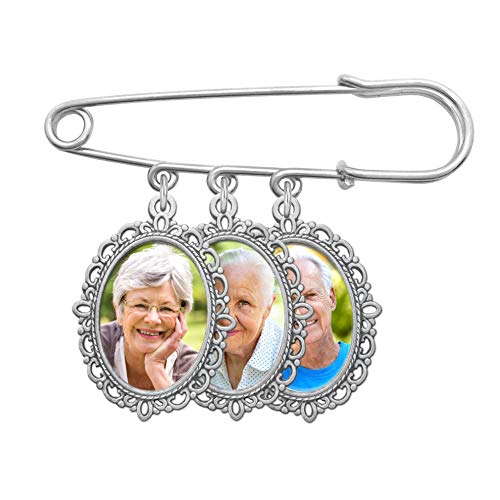 Wedding Boutonniere Photo Charm Bouquet Pin Lapel Mother of the Bride Groom with Photo Resizing Software