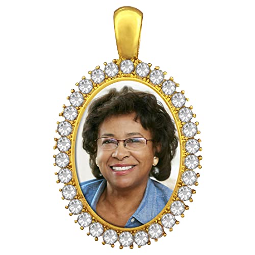 Rhinestone Gold Wedding Bridal Bouquet Photo Charm Oval 25x18mm