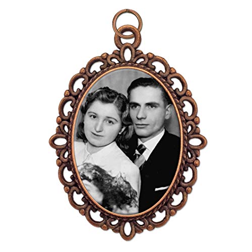 Memorial Bridal Wedding Bouquet Photo Charm Oval Copper