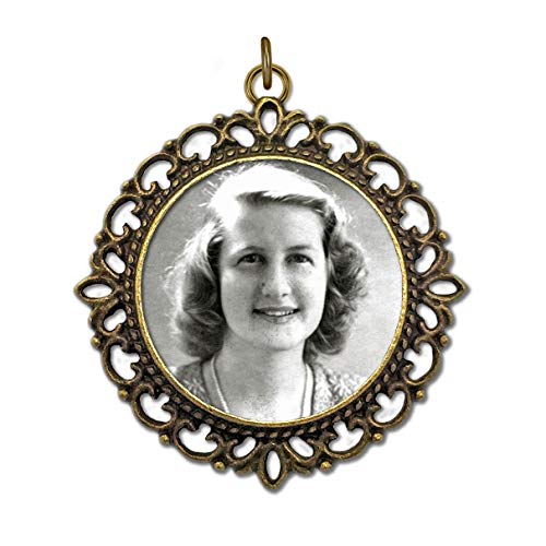 Bronze Wedding Bouquet Photo Memorial Charm Round for Groom or Bride