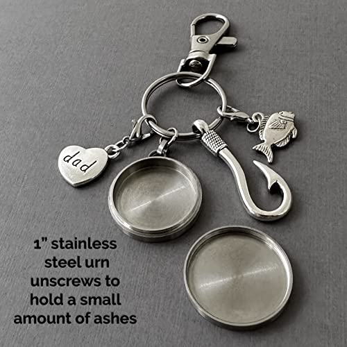Dad Fishing Urn Keychain for Human Ashes Keepsake Small Cremation Ashes Holder