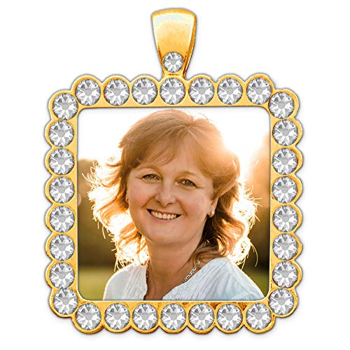 Rhinestone Gold Wedding Bridal Bouquet Photo Charm Square 25mm