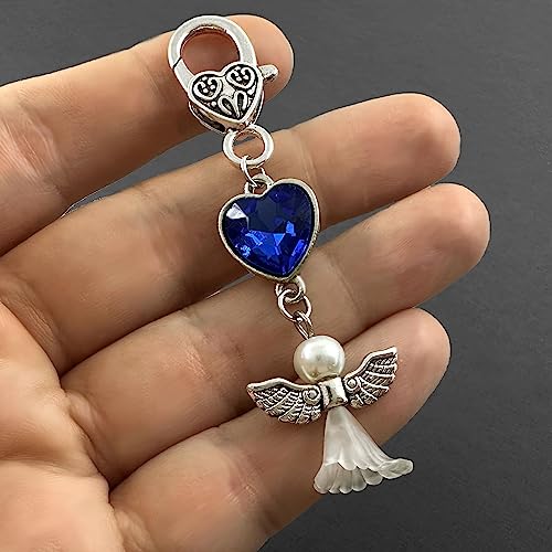 Something Blue Bouquet Charm for Bride on Wedding Guardian Angel Charm and Blue Heart for Bridal Flowers