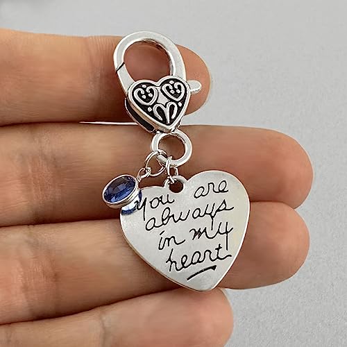 Something Blue Memorial Charm For Bride Wedding Bouquet Clip Charm Always in My Heart