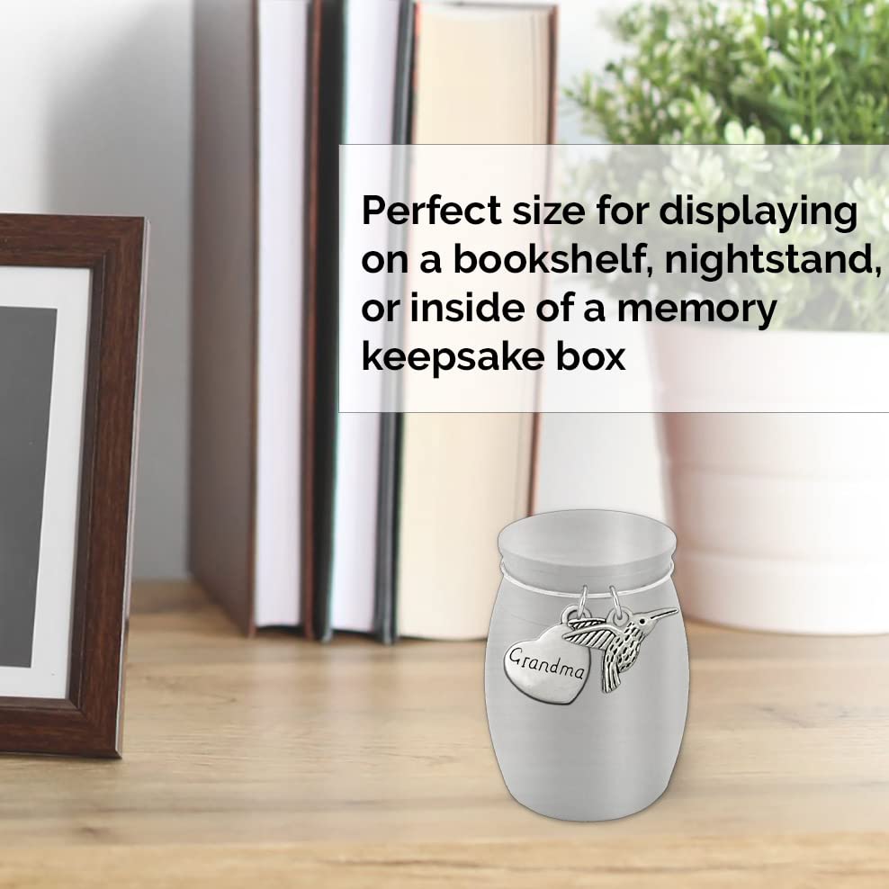 Grandma Hummingbird Small Urn for Human Ashes Cremation Keepsake Memorial Stainless Steel for Family