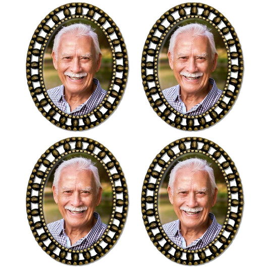 Groom & Groomsmen Memorial Photo Lapel Pins for Wedding Pack of 4 Bronze Gold Oval Picture Pins Funeral Remembrance Boutonniere