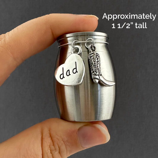 Small Dad Cowboy Boot Urn Western Memorial Cremation Ashes Holder Container for Loss of Father