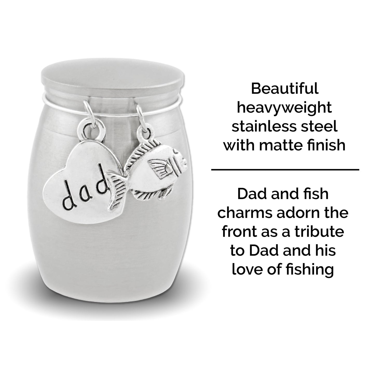 Small Urn for Dad Fishing Keepsake Miniature Ashes Holder for Loss of Father for Cremation Ashes Fisherman Memorial