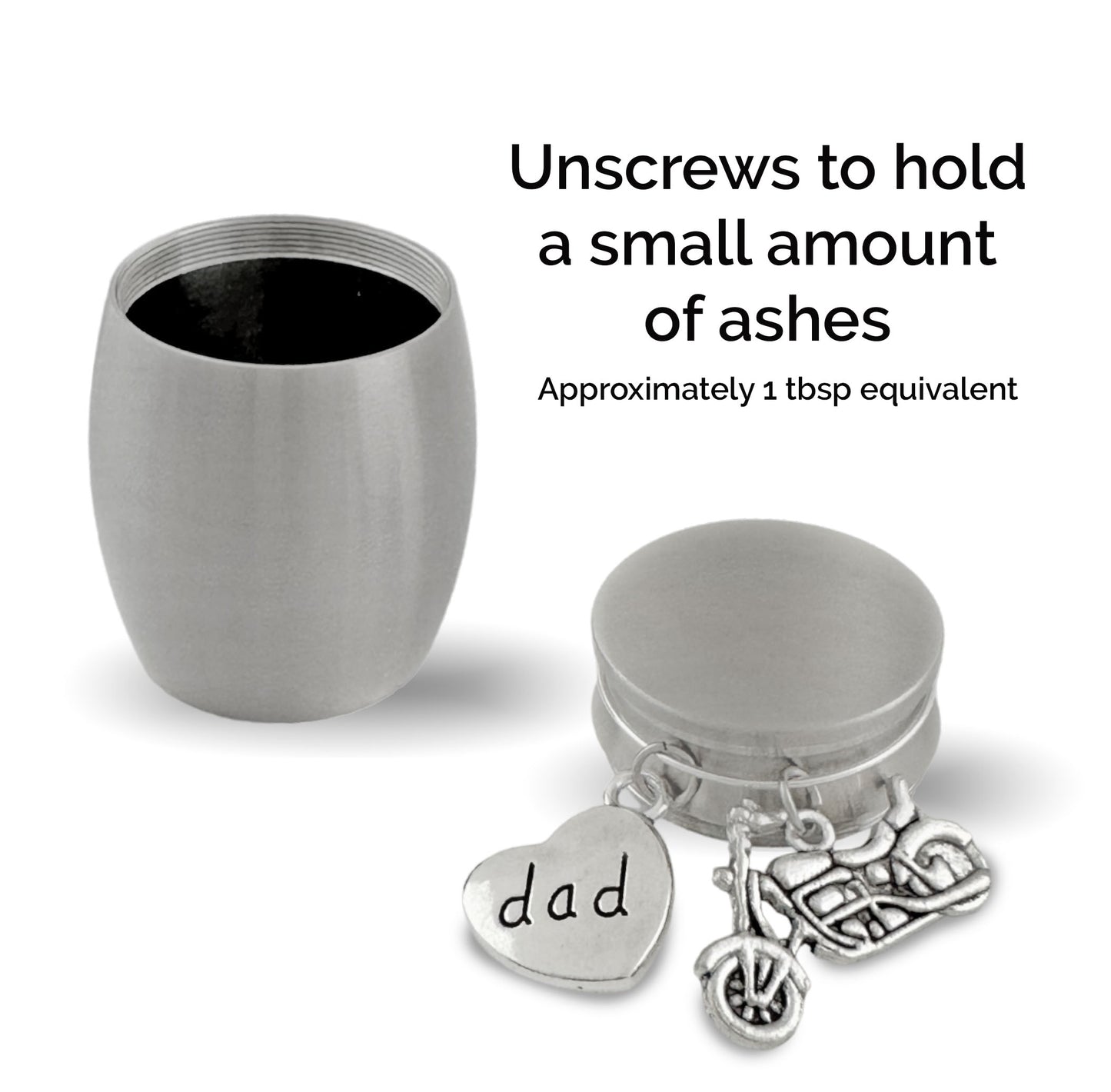 Dad Motorcycle Mini Urn Ashes Holder Biker Memorial Loss of Father Remembrance Gift for Daughter or Son Heavyweight Stainless Steel