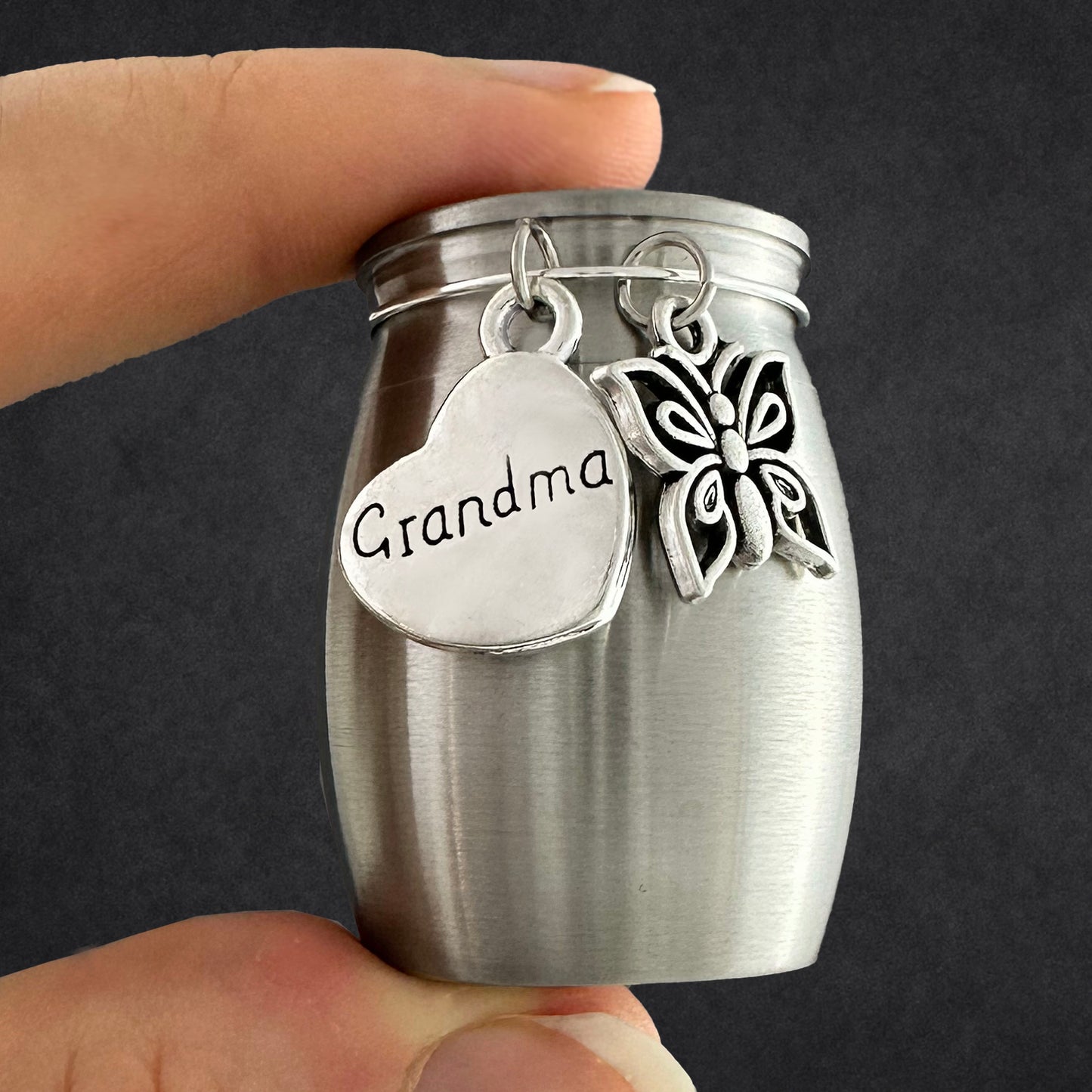 Grandma Butterfly Small Urn for Human Ashes Cremation Keepsake Memorial Stainless Steel for Family