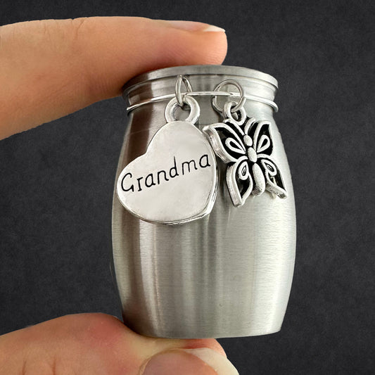Grandma Butterfly Small Urn for Human Ashes Cremation Keepsake Memorial Stainless Steel for Family