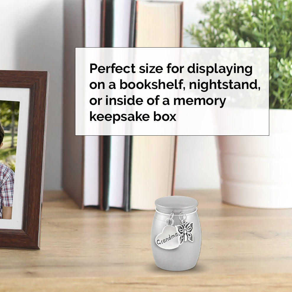 Grandma Butterfly Small Urn for Human Ashes Cremation Keepsake Memorial Stainless Steel for Family