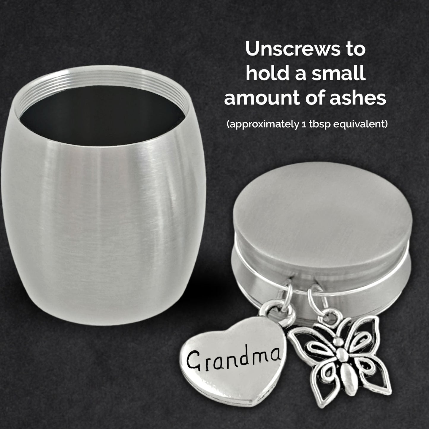 Grandma Butterfly Small Urn for Human Ashes Cremation Keepsake Memorial Stainless Steel for Family
