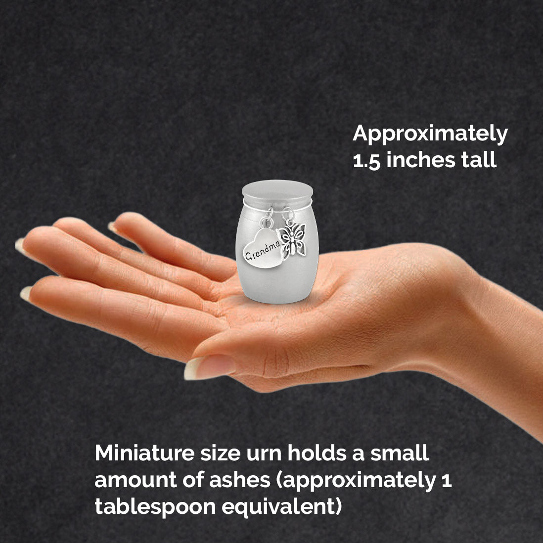 Grandma Butterfly Small Urn for Human Ashes Cremation Keepsake Memorial Stainless Steel for Family