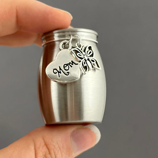 Small Urn for Mom Butterfly Keepsake Miniature Ashes Holder for Loss of Mother for Cremation Ashes Memorial