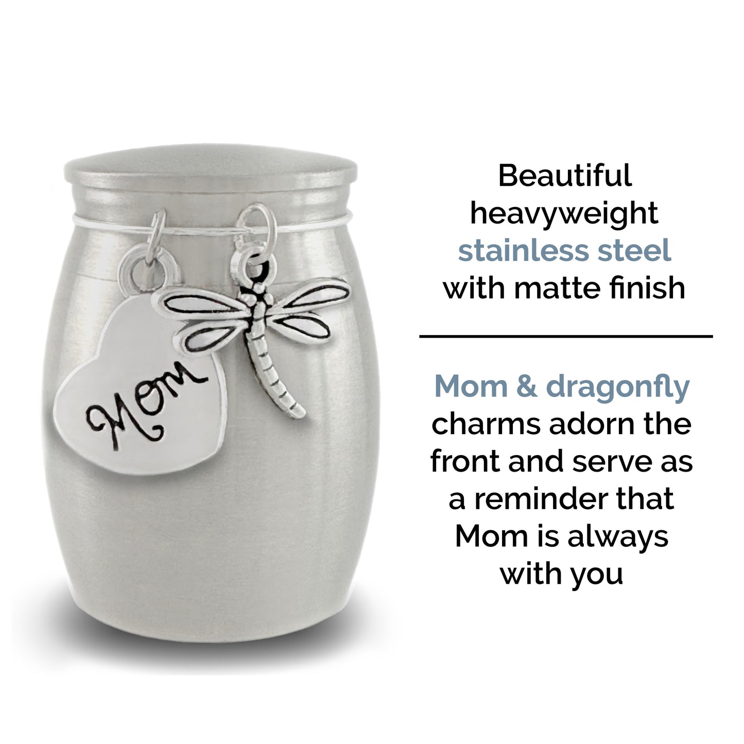 Small Urn for Mom Dragonfly Keepsake Miniature Ashes Holder for Loss of Mother for Cremation Ashes Memorial Vial