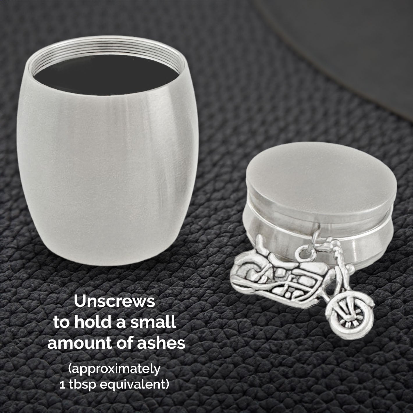 Small Mini Motorcycle Biker Keepsake Memorial Cremains Holder Container Jar Vial Brushed Stainless Steel Cremation Funeral Urn