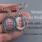 Double Photo Wedding Bouquet Photo Charm for Bride's Flowers or Boutonniere Pin