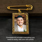 Gold frame with a photo of a man on a dark background
