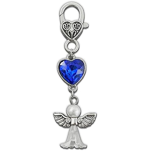 Something Blue Bouquet Charm for Bride on Wedding Guardian Angel Charm and Blue Heart for Bridal Flowers