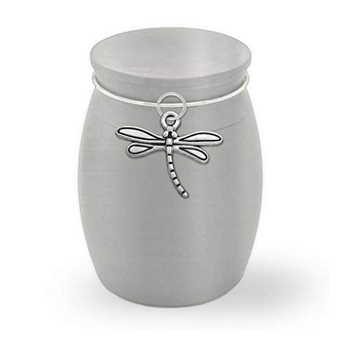 Small Mini Dragonfly Memorial Cremains Holder Container Jar Vial Brushed Stainless Steel Cremation Funeral Urn