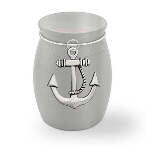 Small Memorial Cremains Holder Anchor Nautical Boat Fishing Container Jar Vial Brushed Stainless Steel Cremation Funeral Mini Urn