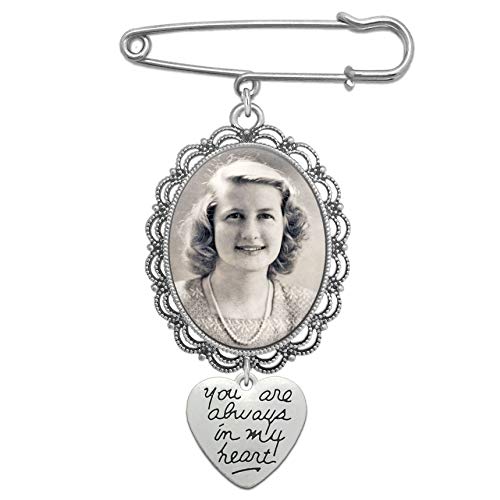 Bridal Flowers Bouquet Photo Charm Pin You Are Always in My Heart