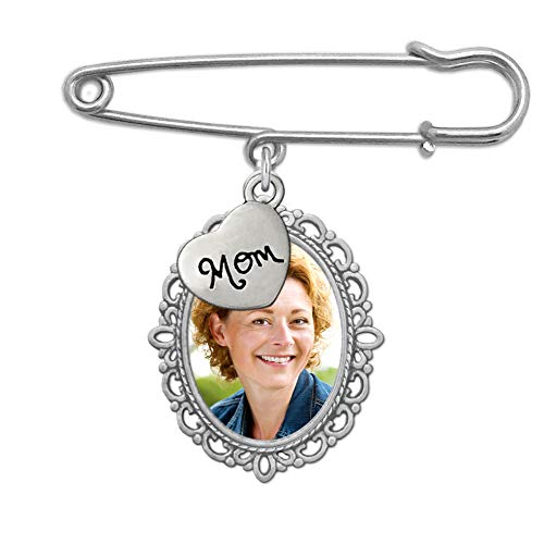 Oval Wedding Memorial Mom Memorial Boutonniere Pin Set For Groom Father or Mother Of the Bride Groomsmen Bouquet Charm Grandparents