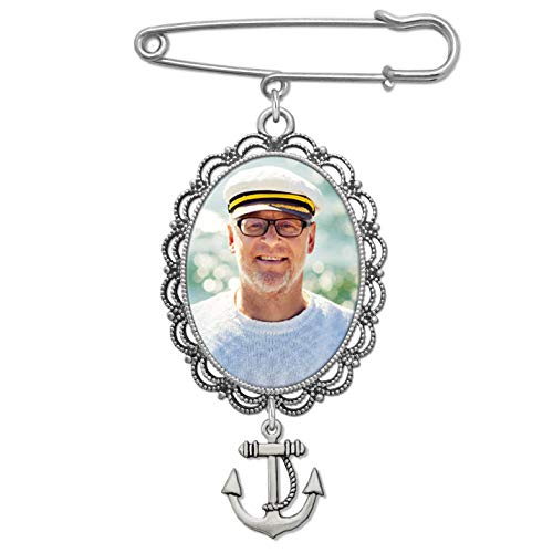 Wedding Boutonniere Nautical Boat Beach Sailing Bouquet Charm Pin Large 40x30mm Oval