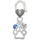 Pet Memorial Charm for Wedding Bouquet with Something Blue for Bride Crystal Gem and I Love You Heart