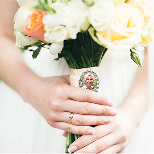 Classic Bridal Bouquet Wedding Photo Charm Antique Silver Oval 40x30mm Large Oval