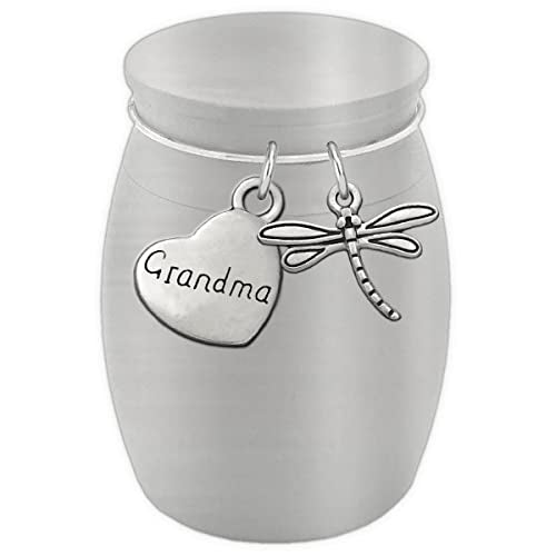 Grandma Dragonfly Small Urn for Human Ashes Cremation Keepsake Memorial Stainless Steel for Family