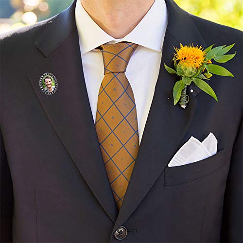 Photo Lapel Pin for Groom Wedding Memorial Funeral Boutonniere Pin Add Your Own Photo Gift for Groomsmen or Bouquet