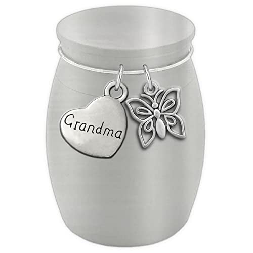 Grandma Butterfly Small Urn for Human Ashes Cremation Keepsake Memorial Stainless Steel for Family
