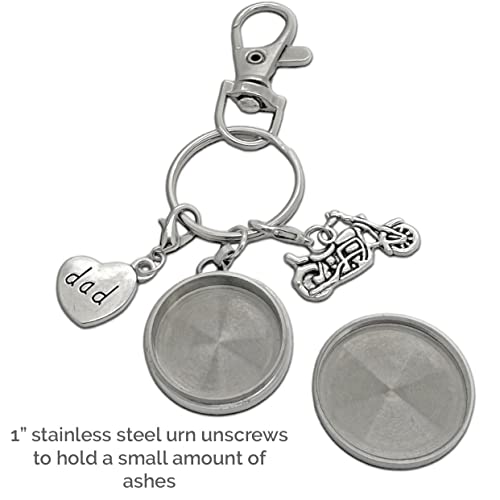 Dad Motorcycle Urn Keychain Small Ashes Holder Cremation Urn Keepsake for Loss of Dad Stainless Steel