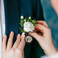 Wedding Boutonniere Bronze Gold Bouquet Photo Memorial Charm Pin Round Gift for Groom or Bride