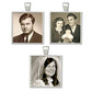 Set of 3 Silver Simple Square Photo Wedding Bouquet Charms