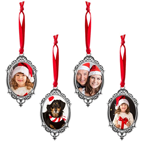 Photo Christmas Ornaments Kit Pack of 4 Victorian Oval 2.5" Tall Mini Size for Small Tree