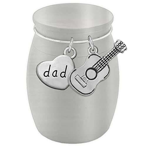 Dad Guitar Small Miniature Urn Keepsake for Ashes Musician Memorial Loss of Father Remembrance Gift for Daughter Heavyweight Stainless Steel