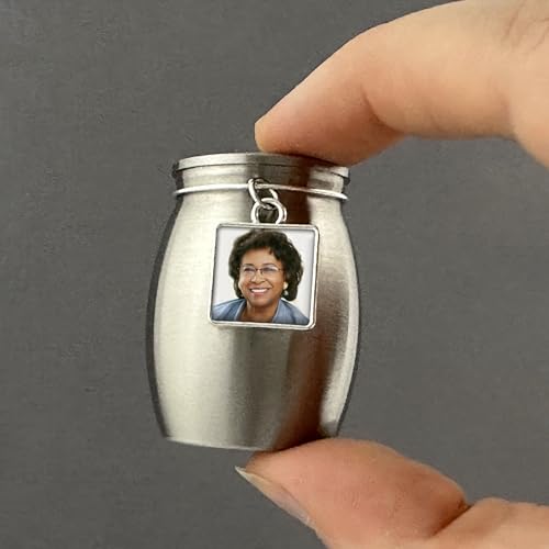 Miniature Photo Charm Urn for Ashes Keepsake for Cremation Ashes Add Your Own Photo to Frame